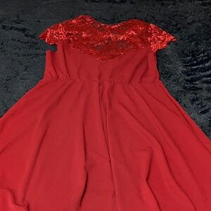 SHEIN Red Lace Formal Dress